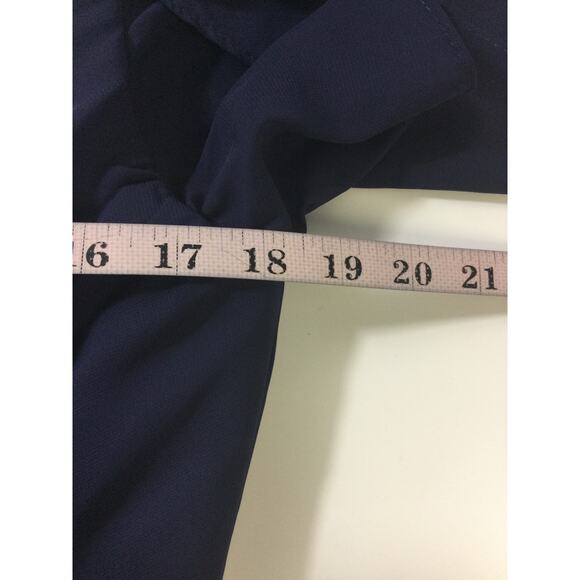 AW BRIDAL SZ 10 L dark navy blue chiffon Osage faux wrap midi dress NEW B78 - Picture 7 of 10